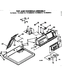 Top And Console Assembly parts for Kenmore Dryer 110.76562410 (11076562410, 110 76562410) from AppliancePartsPros.com