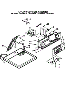 Top And Console Assembly parts for Kenmore Dryer 110.76562600 (11076562600, 110 76562600) from AppliancePartsPros.com