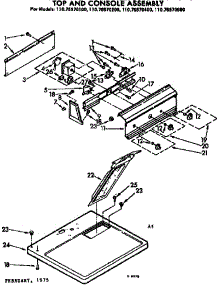 Top And Console Assembly parts for Kenmore Dryer 110.76570400 (11076570400, 110 76570400) from AppliancePartsPros.com