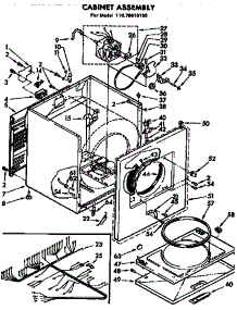 Cabinet Assembly parts for Kenmore Dryer 110.76610100 (11076610100, 110 76610100) from AppliancePartsPros.com