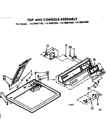 Top And Console Asm parts for Kenmore Dryer 110.76667200 (11076667200, 110 76667200) from AppliancePartsPros.com