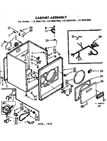 Cabinet Asm parts for Kenmore Dryer 110.76667200 (11076667200, 110 76667200) from AppliancePartsPros.com