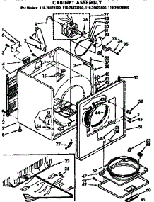 Cabinet Assembly parts for Kenmore Dryer 110.76673100 (11076673100, 110 76673100) from AppliancePartsPros.com