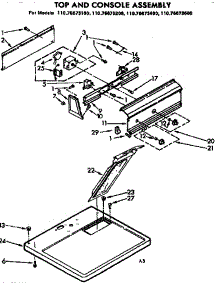 Top And Console Assembly parts for Kenmore Dryer 110.76673100 (11076673100, 110 76673100) from AppliancePartsPros.com