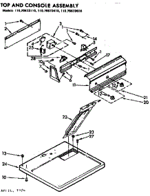 Top And Console Assembly parts for Kenmore Dryer 110.76673410 (11076673410, 110 76673410) from AppliancePartsPros.com