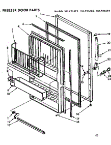 Door Parts parts for Kenmore Freezer 106.726582 (106726582, 106 726582) from AppliancePartsPros.com