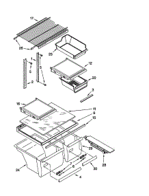Shelf parts for Kenmore Refrigerator 106.72854100 (10672854100, 106 72854100) from AppliancePartsPros.com