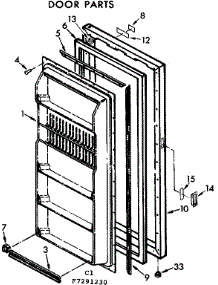 Door Parts parts for Kenmore Freezer 106.7291230 (1067291230, 106 7291230) from AppliancePartsPros.com