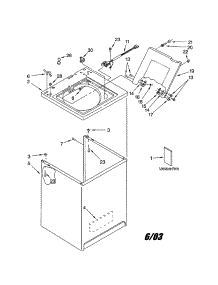 Top And Cabinet parts for Kenmore Washer 110.24922201 (11024922201, 110 24922201) from AppliancePartsPros.com