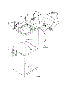 Top And Cabinet parts for Kenmore Washer 110.24932200 (11024932200, 110 24932200) from AppliancePartsPros.com
