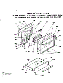 Door And Drawer parts for Kenmore Range 628.6357910 (6286357910, 628 6357910) from AppliancePartsPros.com