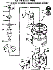 Tub And Basket Parts parts for Kenmore Washer 110.73985200 (11073985200, 110 73985200) from AppliancePartsPros.com