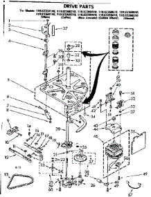 Drive Parts parts for Kenmore Washer 110.83360410 (11083360410, 110 83360410) from AppliancePartsPros.com