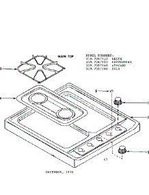Main Top parts for Kenmore Range 119.7067520 (1197067520, 119 7067520) from AppliancePartsPros.com