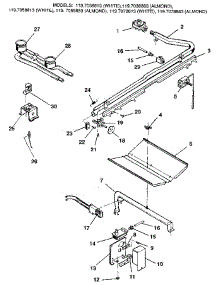 Oven And Top Burners parts for Kenmore Range 119.7078883 (1197078883, 119 7078883) from AppliancePartsPros.com