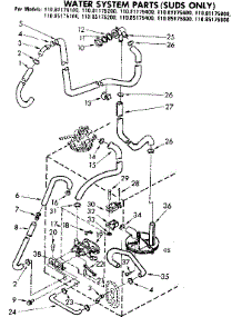 Water System Parts Suds Only parts for Kenmore Washer 110.81175200 (11081175200, 110 81175200) from AppliancePartsPros.com