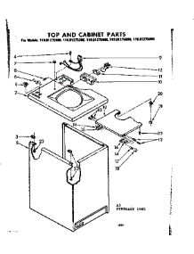 Top And Cabinet Parts parts for Kenmore Washer 110.81275800 (11081275800, 110 81275800) from AppliancePartsPros.com