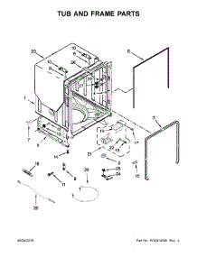 Tub And Frame Parts parts for Kenmore Dishwasher 665.14523N610 (66514523N610, 665 14523N610) from AppliancePartsPros.com