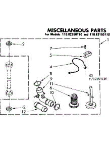 Miscellaneous Parts parts for Kenmore Washer 110.82150110 (11082150110, 110 82150110) from AppliancePartsPros.com