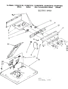 Top And Console Parts parts for Kenmore Dryer 110.86475810 (11086475810, 110 86475810) from AppliancePartsPros.com