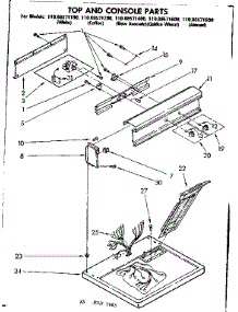 Top And Console Parts parts for Kenmore Dryer 110.86571600 (11086571600, 110 86571600) from AppliancePartsPros.com