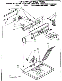 Top And Console Parts parts for Kenmore Dryer 110.86573100 (11086573100, 110 86573100) from AppliancePartsPros.com