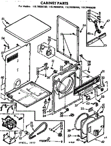 Cabinet Parts parts for Kenmore Dryer 110.78590200 (11078590200, 110 78590200) from AppliancePartsPros.com