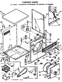 Cabinet Parts parts for Kenmore Dryer 110.78690400 (11078690400, 110 78690400) from AppliancePartsPros.com