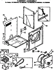 Cabinet Parts parts for Kenmore Dryer 110.78890400 (11078890400, 110 78890400) from AppliancePartsPros.com