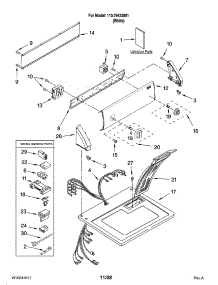 Top And Console Parts parts for Kenmore Dryer 110.79422801 (11079422801, 110 79422801) from AppliancePartsPros.com