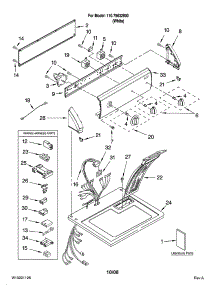 Top And Console Parts parts for Kenmore Dryer 110.79632800 (11079632800, 110 79632800) from AppliancePartsPros.com