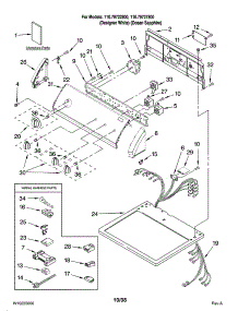 Top And Console Parts parts for Kenmore Dryer 110.79727800 (11079727800, 110 79727800) from AppliancePartsPros.com