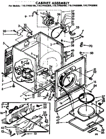 Cabinet Assembly parts for Sears Dryer 11077432200 from AppliancePartsPros.com