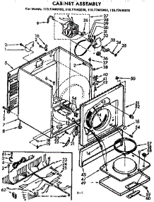 Cabinet Asm parts for Sears Dryer 11077440100 from AppliancePartsPros.com