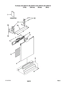 Door And Panel Parts parts for Kenmore Dishwasher 665.13943K015 (66513943K015, 665 13943K015) from AppliancePartsPros.com