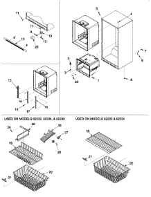 Interior Cabinet & Freezer Shelving parts for Kenmore Refrigerator 596.63222200 (59663222200, 596 63222200) from AppliancePartsPros.com