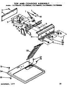 Top And Console Assembly parts for Sears Dryer 11077880400 from AppliancePartsPros.com