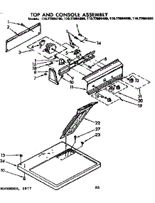 Top And Console Assembly parts for Sears Dryer 11077884400 from AppliancePartsPros.com