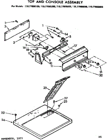 Top And Console Assembly parts for Sears Dryer 11077886100 from AppliancePartsPros.com