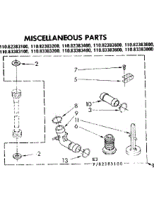 Miscellaneous Parts parts for Kenmore Washer 110.83383200 (11083383200, 110 83383200) from AppliancePartsPros.com