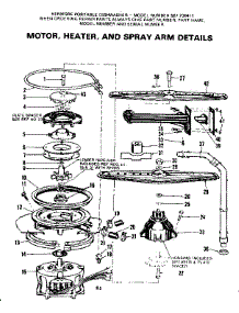 Motor, Heater, And Spray Arm Details parts for Kenmore Dishwasher 587.700411 (587700411, 587 700411) from AppliancePartsPros.com