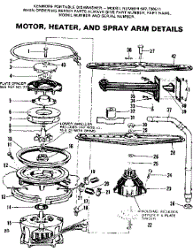 Motor, Heater And Spray Arm Details parts for Kenmore Dishwasher 587.700511 (587700511, 587 700511) from AppliancePartsPros.com