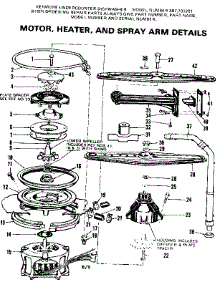 Motor Heater And Spray Arm Details parts for Kenmore Dishwasher 587.701201 (587701201, 587 701201) from AppliancePartsPros.com