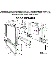 Door Details parts for Kenmore Dishwasher 587.701201 (587701201, 587 701201) from AppliancePartsPros.com