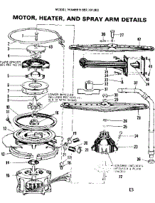 Motor, Heater, And Spray Arm Details parts for Kenmore Dishwasher 587.701303 (587701303, 587 701303) from AppliancePartsPros.com