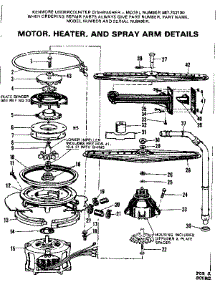 Motor Heater And Spray Arm Details parts for Kenmore Dishwasher 587.702100 (587702100, 587 702100) from AppliancePartsPros.com