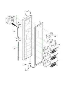 Freezer Door parts for Kenmore Refrigerator 253.56293402 (25356293402, 253 56293402) from AppliancePartsPros.com