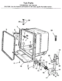 Tub parts for Kenmore Dishwasher 587.1501190 (5871501190, 587 1501190) from AppliancePartsPros.com