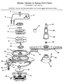 Motor, Heater & Spray Arm parts for Kenmore Dishwasher 587.1501190 (5871501190, 587 1501190) from AppliancePartsPros.com