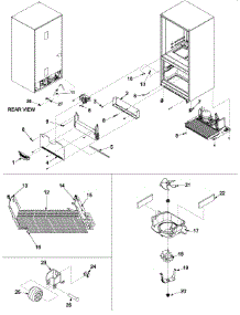 Evaporator Area & Rollers parts for Kenmore Refrigerator 596.72253200 (59672253200, 596 72253200) from AppliancePartsPros.com